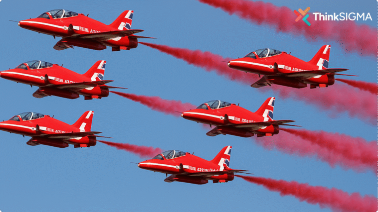 Red arrows flying perfectly - Common Challenges in Defence Contract Management 
