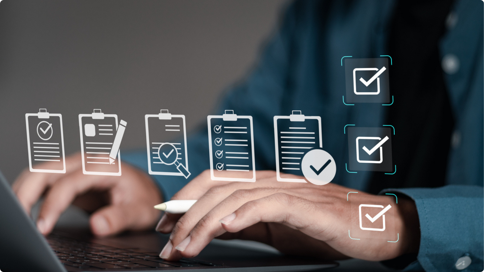 Commercial Awareness Training Courses: How to Choose the Right One for Your Organisation shown by somone on a laptop with holographic icons of contracts